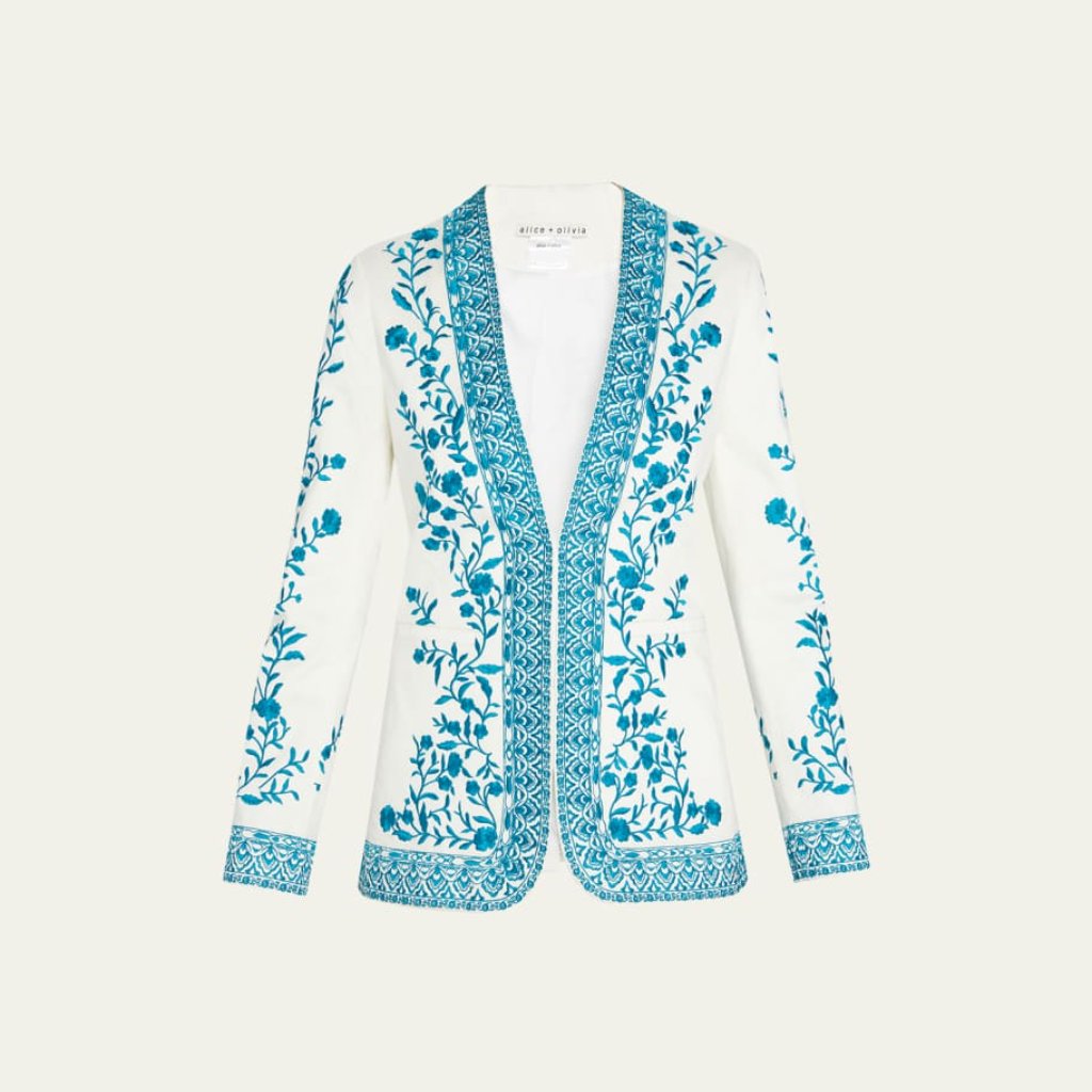 Gorgeous Alice + Olivia Chriselle Floral Embroidered Blazer Xs